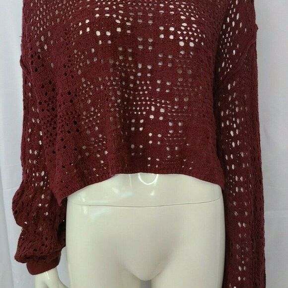 Patrons Of Peace Laurel Sweater Small Garnet Red NWT 100% Cotton Pointelle Knit - Picture 3 of 9